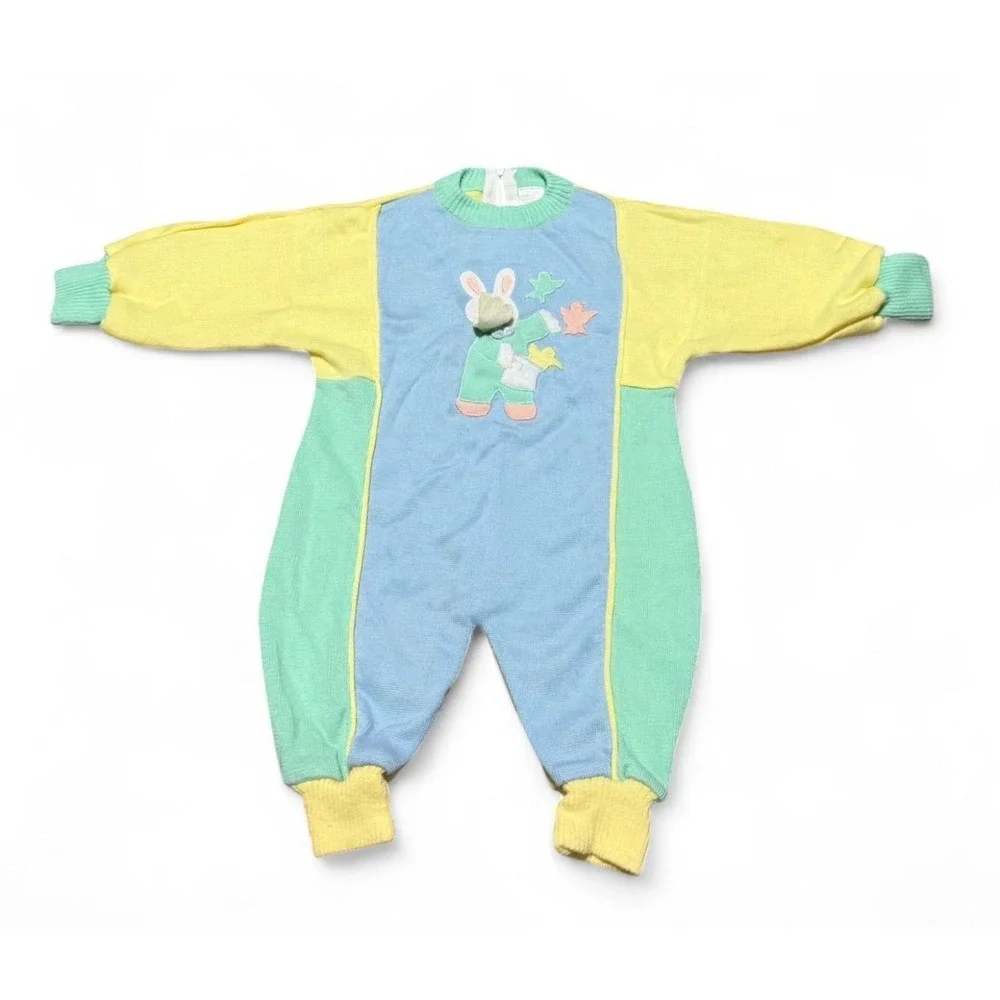 Vintage pastel romper toddler boys knit